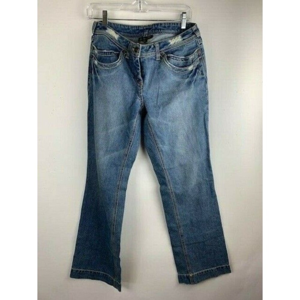 INC International Concepts Size 4 Jeans Stretch Medium Wash Straight Wide Leg